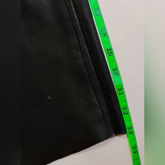 Vintage Xelement Men’s Leather Motorcycle Pants 42 Black Straight Leg Cruiser St - Picture 6 of 8